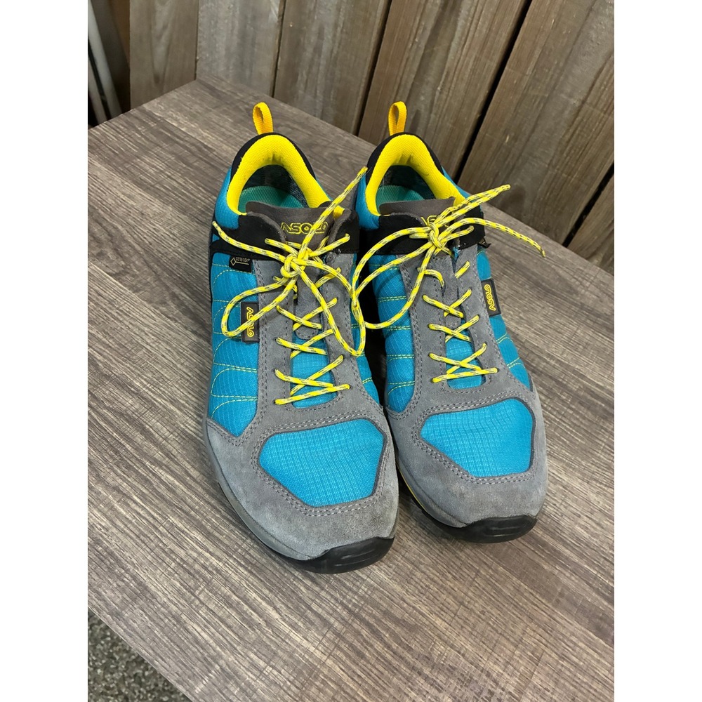 Asolo Shiver GV Gore-Tex Hiking Shoes Womens 9.5 Blue Grey Vibram Low Top Hikers